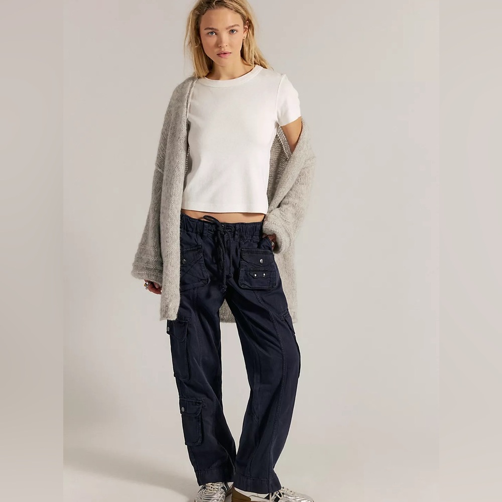 Free People Tahiti Black Cargo Jeans pants
